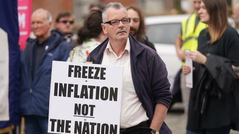 Demonstrators at a pre-Budget protest organised by the Cost of Living Coalition (Brian Lawless/PA)