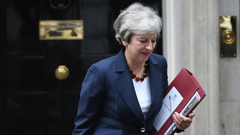 British prime minister Theresa May leaves 10 Downing Street, London, for the House of Commons to face Prime Minister's Questions&nbsp;