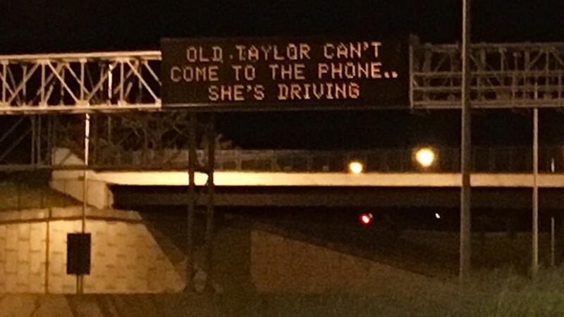Iowa DOT sign quotes Taylor Swift song in driving campaign (Megan Reuther)