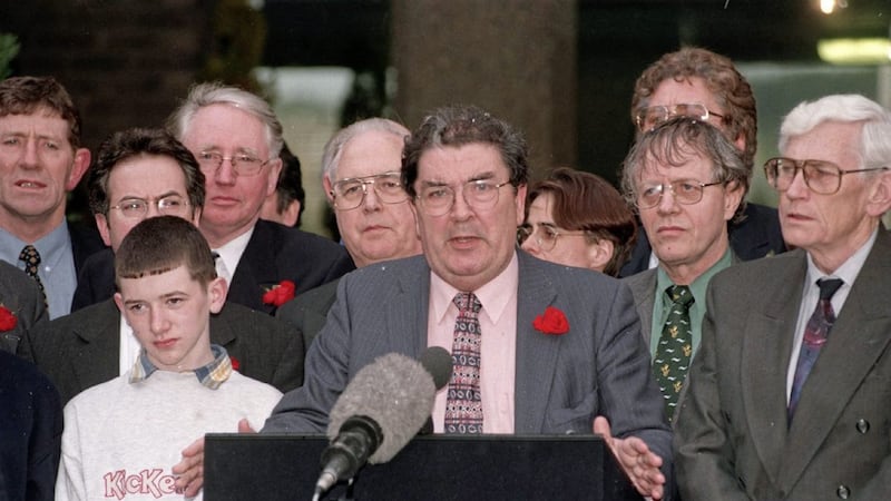 SDLP party leader John Hume and his talks team following the signing of the Good Friday Agreement in 1998. Picture from Pacemaker 