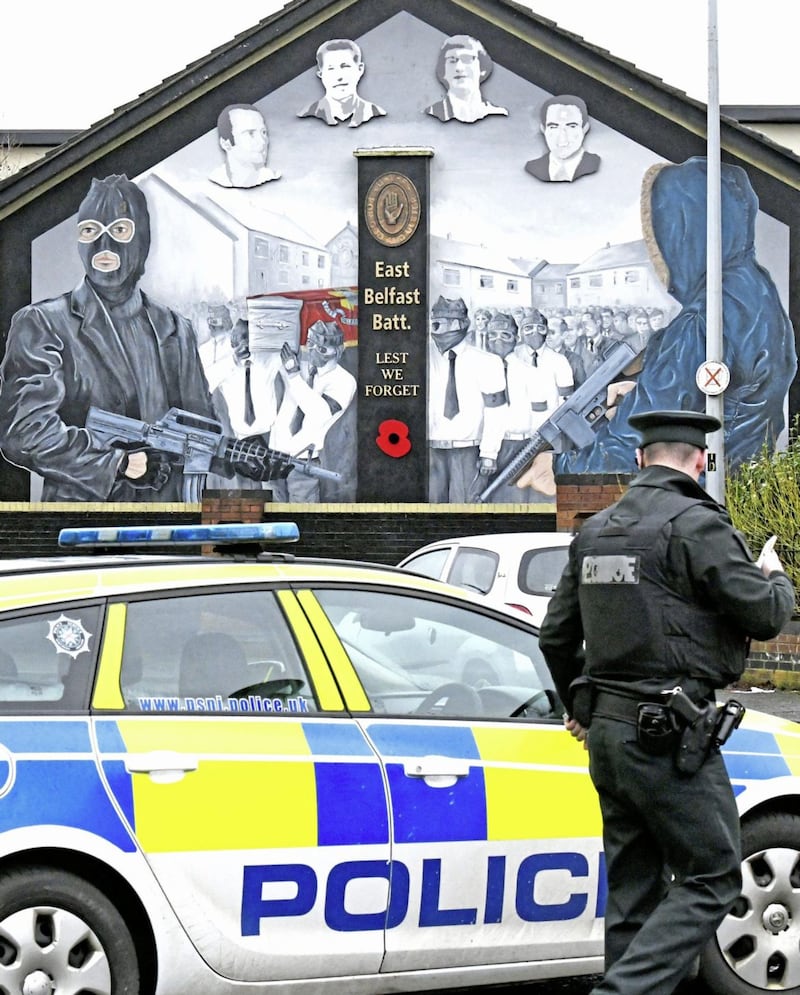 A UVF mural just yards away from were Friday&#39;s explosion occurred. Picture by Alan Lewis, Photopress 