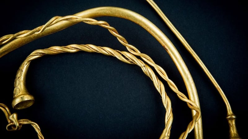 Some valuable ancient gold jewellery has been found on farmland in Staffordshire