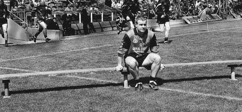 Down's James McCartan added humour to his transfer predicament when he posed alone prior to the team photo before the Mourne County's 1998 Ulster Championship clash with Armagh. Picture by Ann McManus