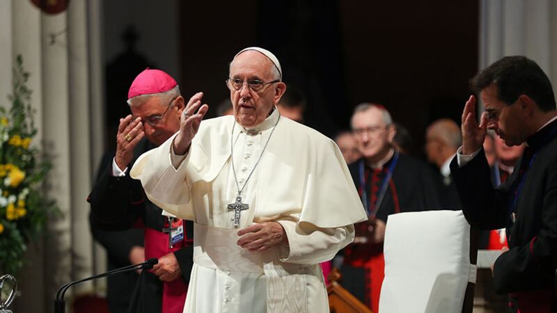 Pope Francis during a visit to St Mary's Pro Cathedral in Dublin, as part of his visit to the Republic&nbsp;