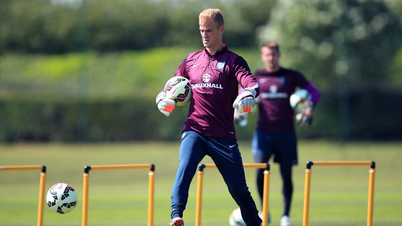 Goalkeeper Joe Hart during a training session at London Colney ahead of England's trip to Lithuania for their European Championship qualifier<br />Picture: PA&nbsp;