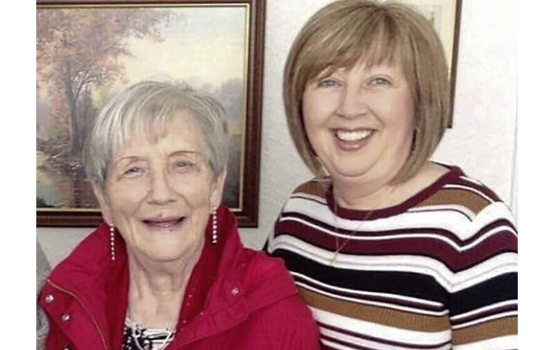 Ruth Burke (l), pictured with her dauhter Brenda Doherty,  was one of the first people in Northern Ireland to die from the pandemic.