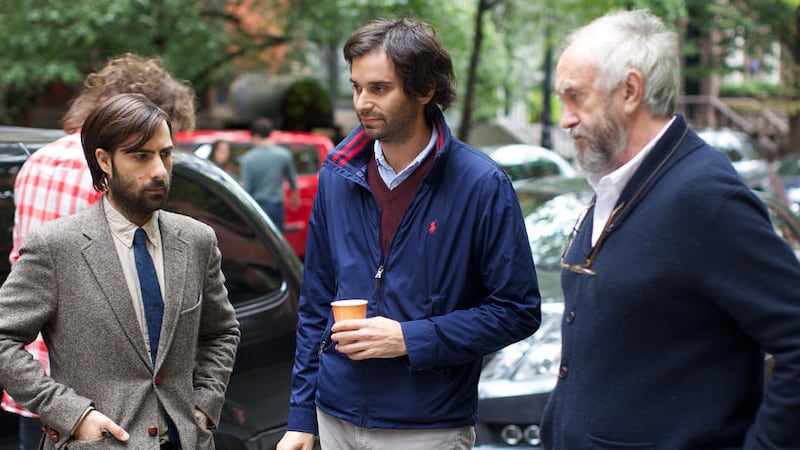 Jason Schwartzman, Alex Ross Perry and Jonathan Pryce on the set of Listen Up Philip 
