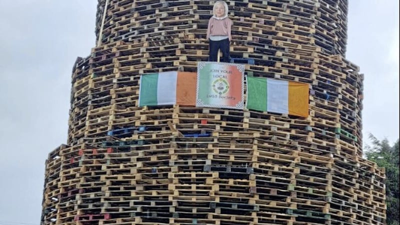 An effigy of Sinn F&eacute;in vice president Michelle O&#39;Neill was erected on a bonfire in Dungannon is being treated as a hate crime 