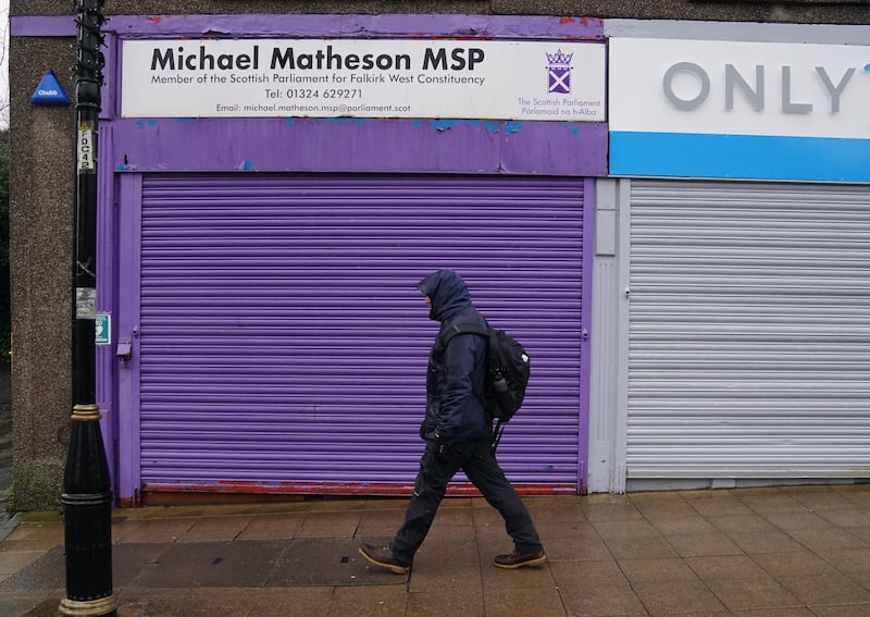The shutters were down on Michael Matheson’s constituency office in Falkirk on Friday