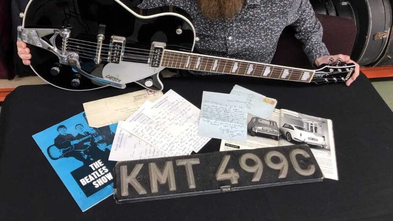 Among the lots are a car number plate and letters written by the Beatle during the early days of the band’s fame.