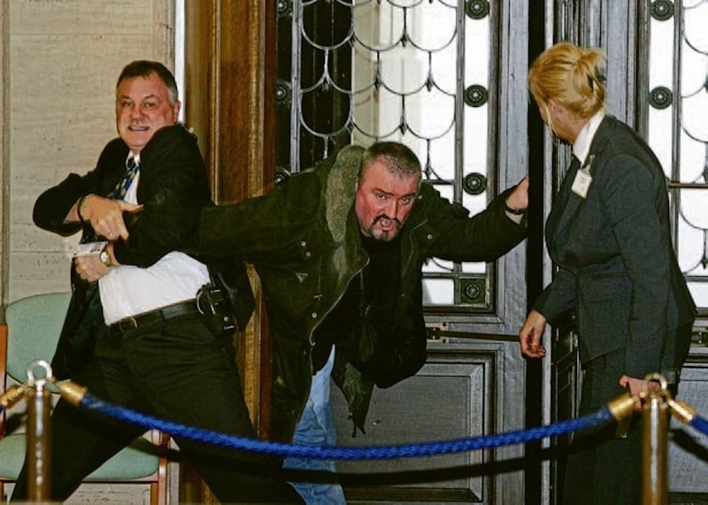 Stone was restrained by security staff during a botched attack at Parliament Buildings in 2006. Photo by Mal McCann 