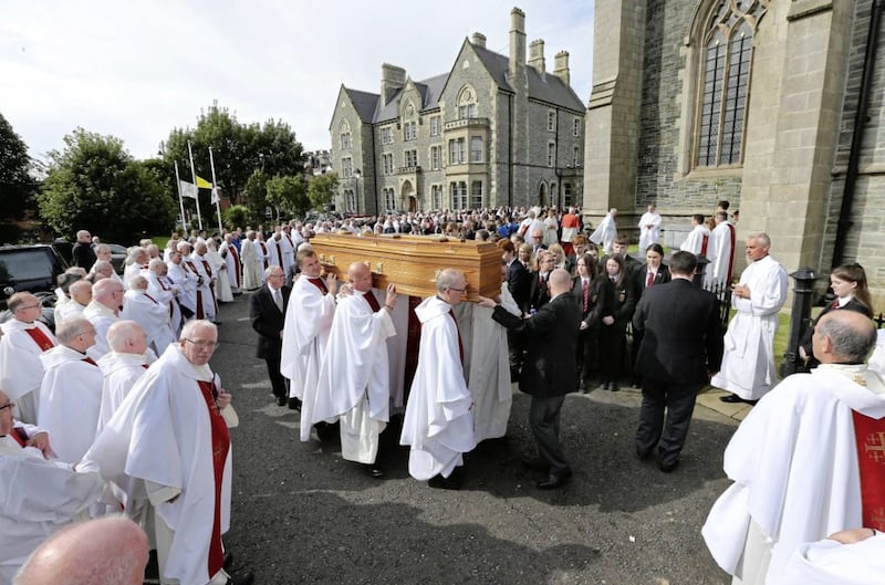 The funeral of retired bishop of Derry Dr Seamus Hegarty at St Eugene&#39;s Cathedral in Derry on Monday. Picture Margaret McLaughlin 23-9-2019. 