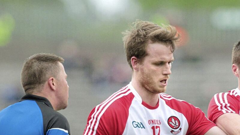 Liam McGoldrick&#39;s only Ulster championship appearance for Derry was as a sub against Donegal in the 2015 semi-final. Picture by Margaret McLaughlin. 