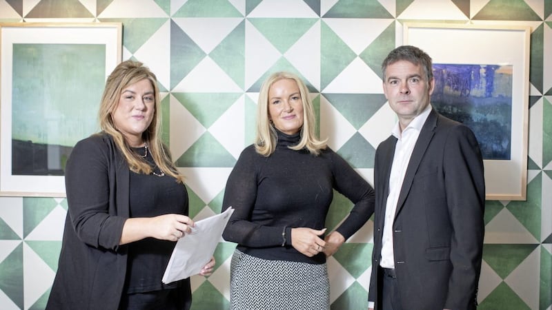 Irish radio presenter Dr Ciara Kelly (centre) with Joanne Healy and David Coleman from Bank of Ireland. 