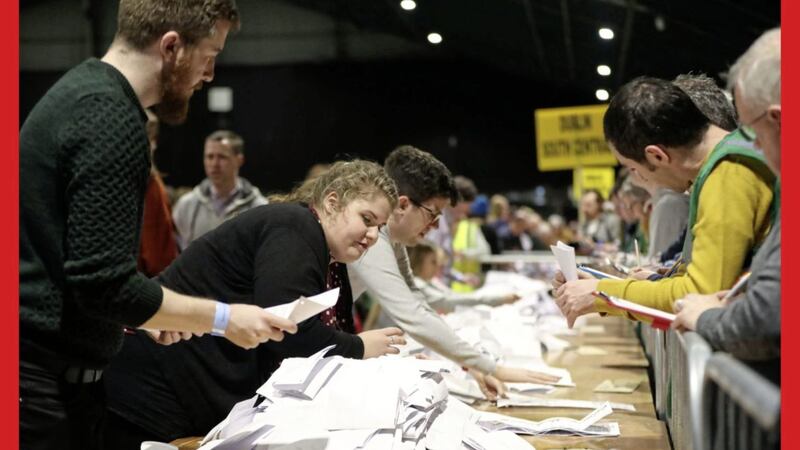 Counting at the RDS in Dublin in the Irish general election. Niall Carson/PA Wire 
