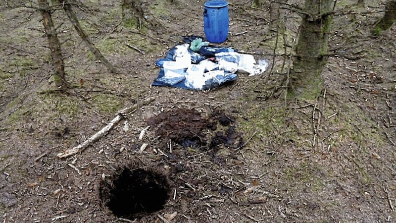 A barrel containing bomb-making components was among the weapons found at Carnfunnock Country Park