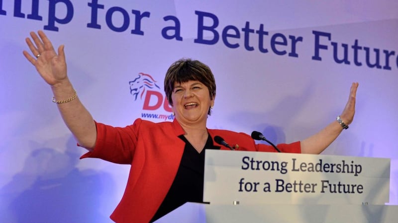 DUP leader Arlene Foster at the party&#39;s annual conference last year at La Mon hotel 