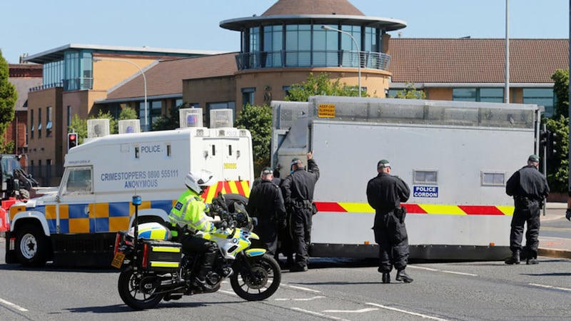 A police security operation takes place ahead of tonight's parade in east Belfast. Picture: Mal McCann&nbsp;