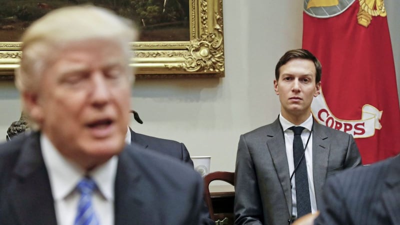 White House senior adviser Jared Kushner with his father-in-law US president Donald Trump 