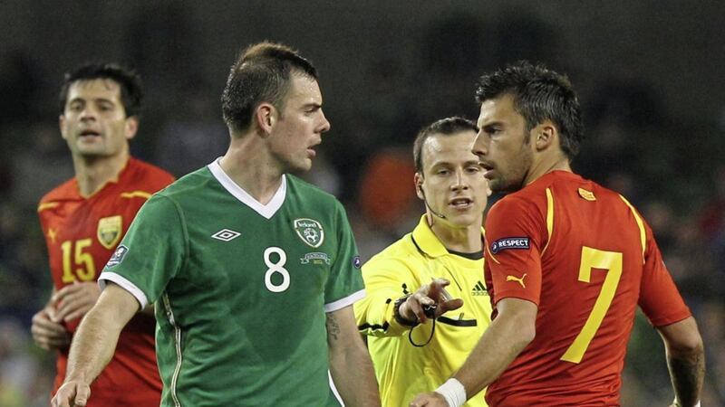 Darron Gibson playing for Ireland in 2011 