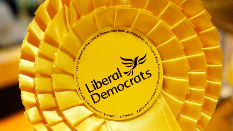 Liberal Democrat rosettes during day one of the Liberal Democrat autumn conference at the Clyde Auditorium in Glasgow, Scotland (Danny Lawson/PA)