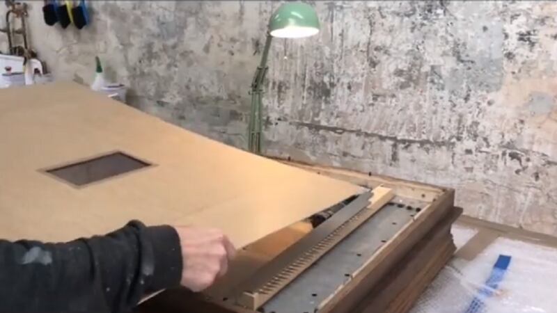 Banksy posted a video on his Instagram page which showed a shredder being fitted to the frame of the painting.