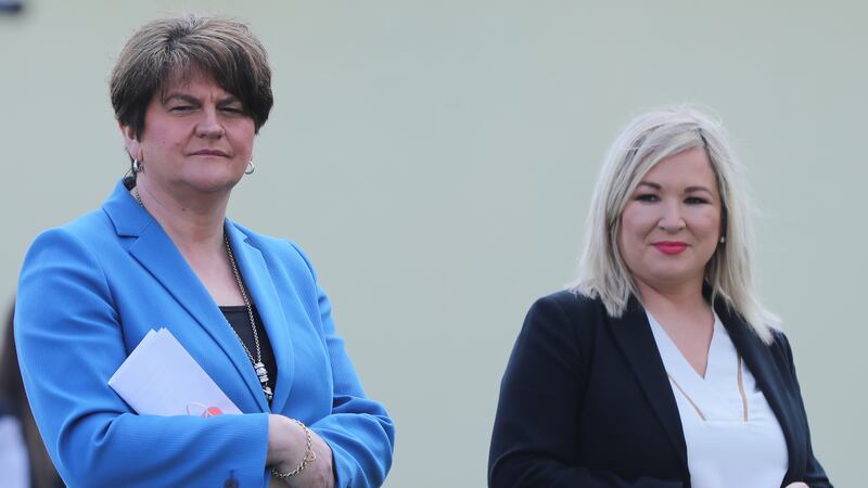 Former first minister Baroness Arlene Foster, left, and deputy first minister Michelle O’Neill’s devices were among those affected, counsel to the inquiry said