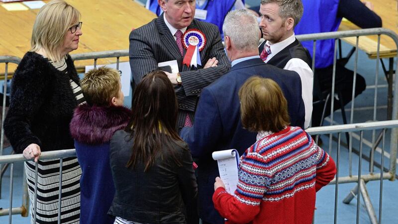 Former Stormont minister Mervyn Storey looks set to retain his seat in north Antrim