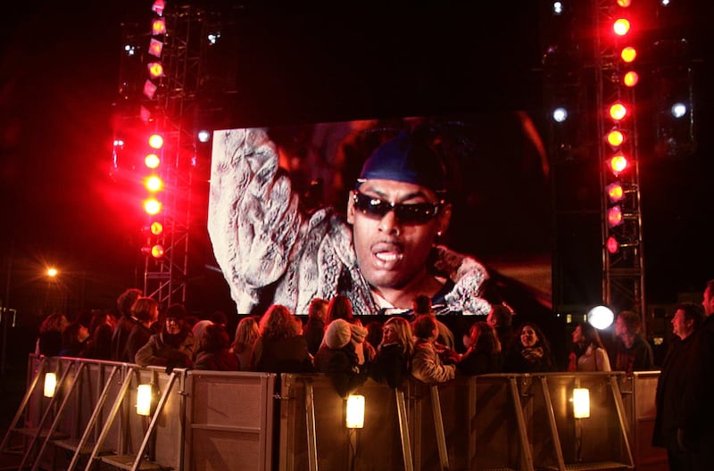 Coolio on the big screen as he enters the Celebrity Big Brother house at Elstree Studios in Borehamwood, Hertfordshire