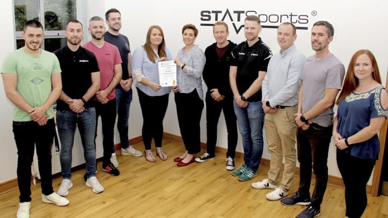 STATSports&rsquo; management team receive their ISO accreditation at the company&rsquo;s Newry headquarters 