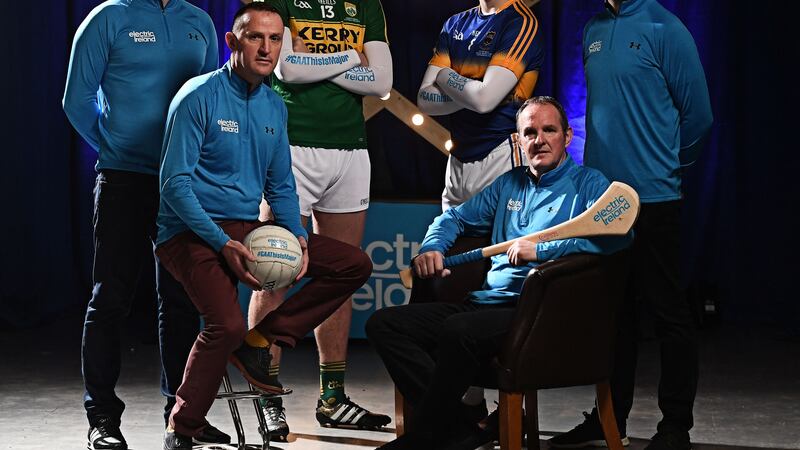 <span style="font-family: &quot;Helvetica Neue&quot;, &quot;Segoe UI&quot;, Helvetica, Arial, &quot;Lucida Grande&quot;, sans-serif; ">(l-r) Donal &Oacute;g Cusack,&nbsp;</span>Andy McEntee, Kerry minor football captain David Clifford, Tipperary minor hurling captain Paddy Cadell, Mattie Kenny and Ois&iacute;n McConville at the launch of the Minor Stars 2017 initiative&nbsp;