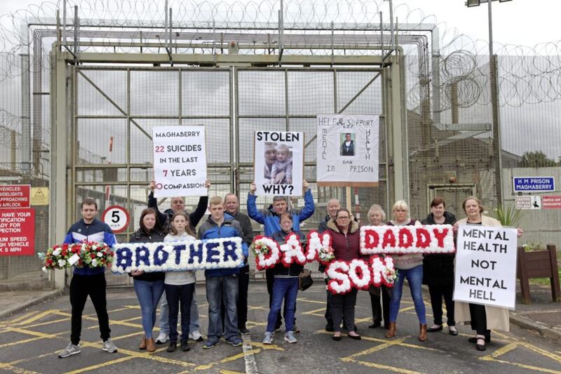 The protest was called to highlight the issue of mental health and how it is being dealt with inside the jail. Picture by Ann McManus 