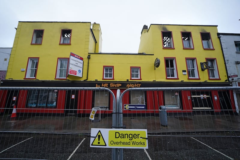 A former pub on Thorncastle Street in the Ringsend area of Dublin, which was set on fire on New Year’s Eve amid incorrect rumours it was to be used as asylum seeker accommodation