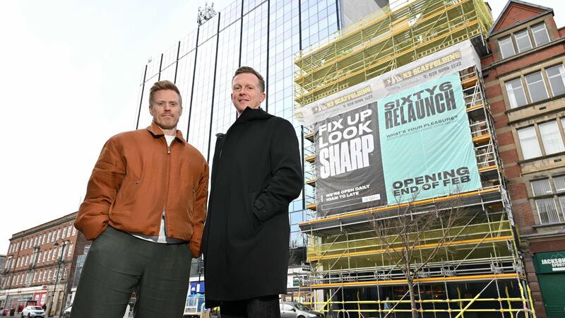 Beannchor director Conall Wolsey (left) outside the group’s High Street venue with operations manager Tim Herron.