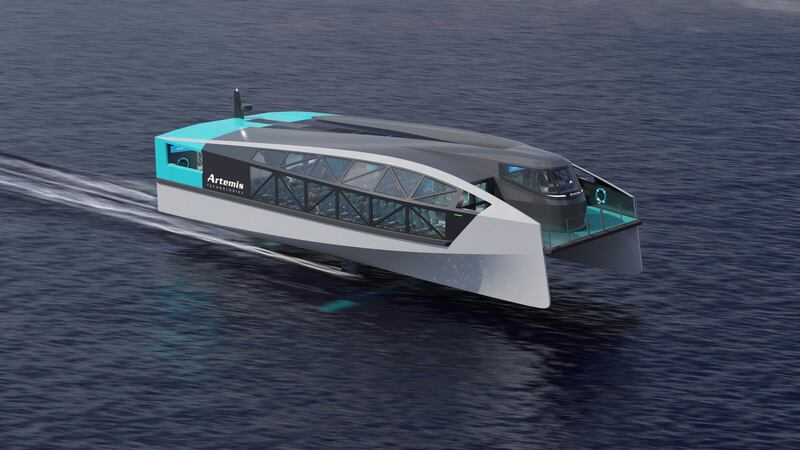 Artist impression handout CGI issued by Artemis Technologies of their new hydrofoiling 100% electric ferry