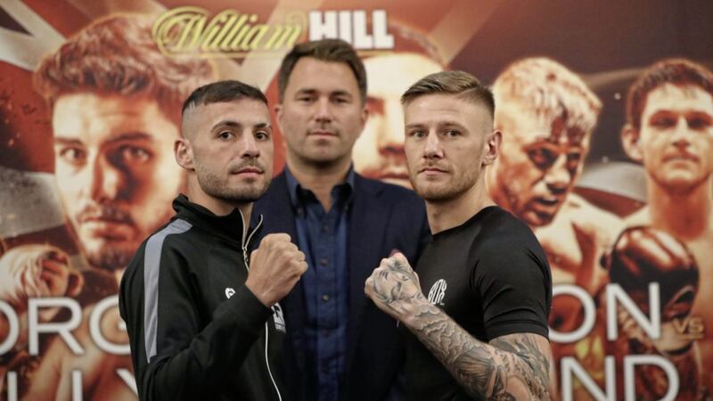 British lightweight champion Lewis Ritson and Belfast&#39;s Paul Hyland jnr come face to face before tonight&#39;s rumble in Newcastle 