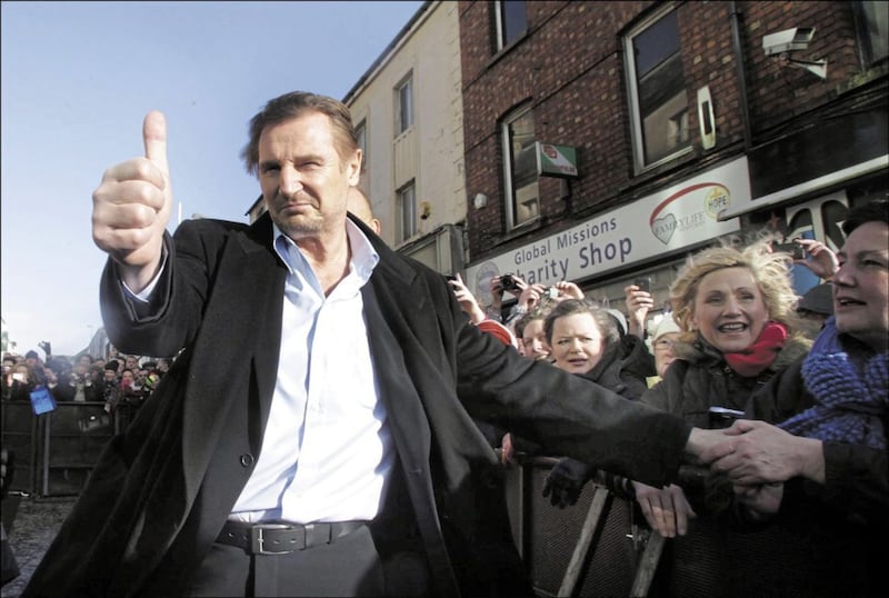 Liam Neeson pictured in Ballymena in January 2013 when he received the freedom of the borough. Picture by Hugh Russell 