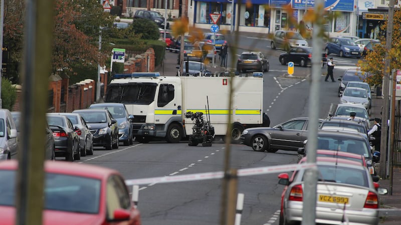 Army bomb disposal experts have examined a suspicious object on the Oldpark Road. Picture by Hugh Russell