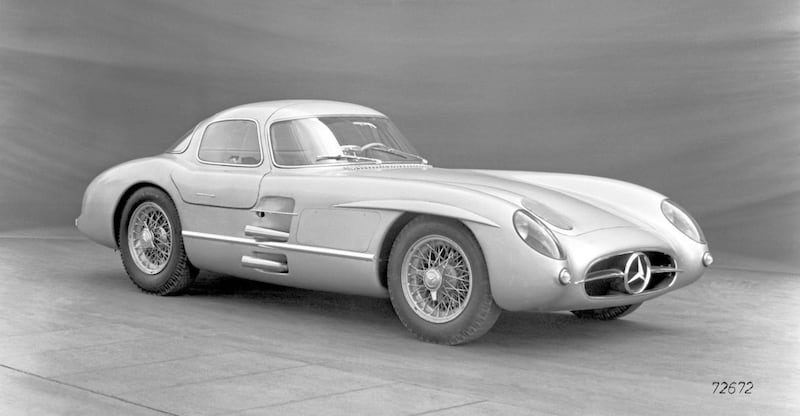 The legendary Mercedes-Benz 300 SLR Uhlenhaut Coupe is essentially a Formula One car with closed bodywork and headlamps. 