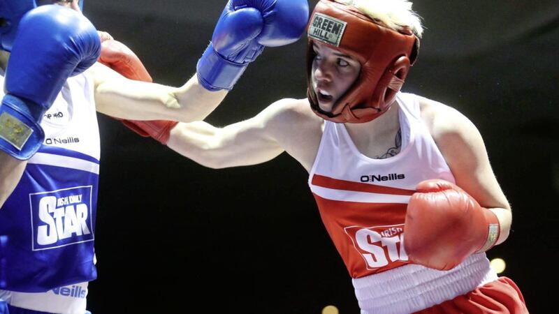 Kristina O&#39;Hara boxed superbly at times to see of tough Welshwoman Lynsey Holdaway at the Commonwealth Games yesterday. Picture by Hugh Russell 