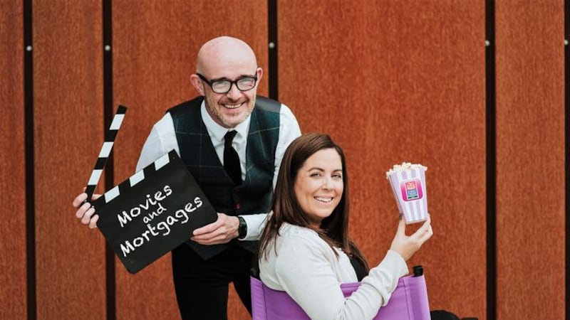 DIRECT YOUR OWN BUILD: Overall <em>Grand Design</em> winner and self-build expert Patrick Bradley and Roisin Keenan, head of homes at First Trust Bank, are pictured gearing up for &lsquo;Movies and Mortgages&rsquo;, a special series of events across Northern Ireland for those at the start of their self-build journey&nbsp;