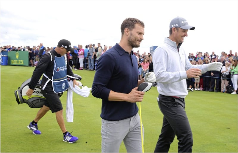 Pictured at the Irish Open Pro-Am, golfer Justin Rose and actor Jamie Dornan. Picture by Hugh Russell 