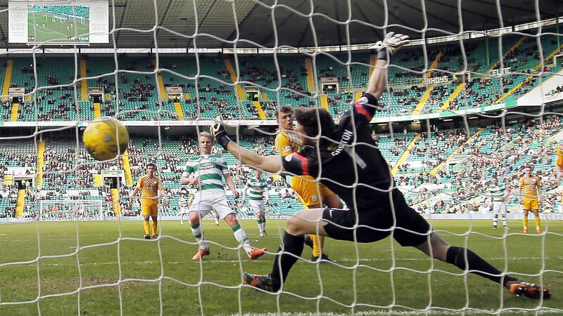 Celtic's Gary Mackay-Steven scores the second goal in Sunday's William Hill Scottish Cup quarter-final against Morton at Celtic Park<br />Picture by PA&nbsp;