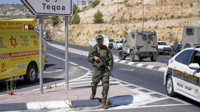 The Israeli military said the gunman opened fire on a car from a passing vehicle before fleeing the scene (Ohad Zwigenberg/AP)
