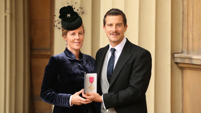 Bear Grylls was receiving an OBE at Buckingham Palace and said his facial hair was discussed.