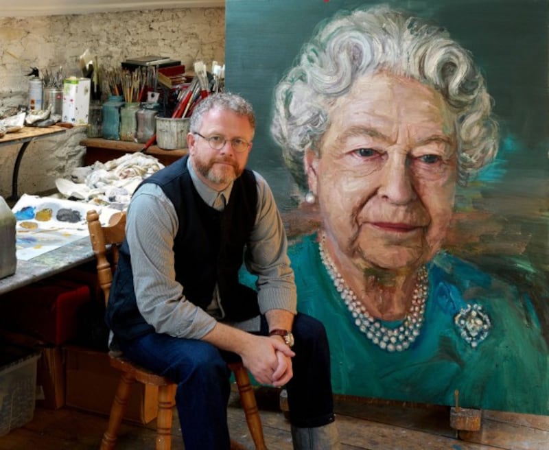 Colin with his painting of the Queen (Colin Davidson)