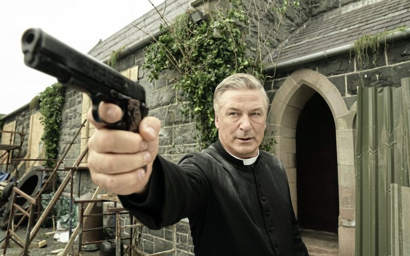 Alec Baldwin as gangster priest Father McGrath in Pixie 