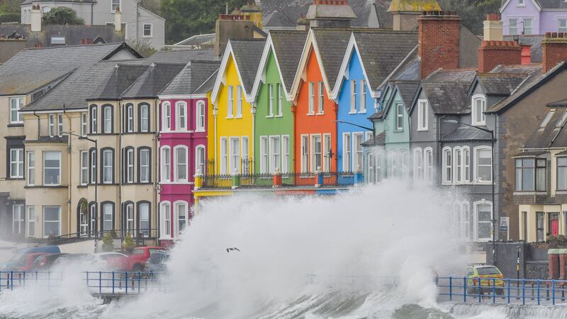 Strong winds hit coastal areas in Whitehead, Northern Ireland, over the weekend