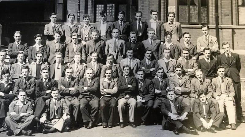 The 1945 intake of male students outside St Mary&#39;s. 