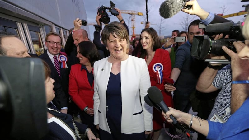 Former First Minister Arlene Foster at the Titanic Centre in Belfast during last year&#39;s election count. The DUP leader will look to replicate her 2016 election success in March. Picture by Hugh Russell. 